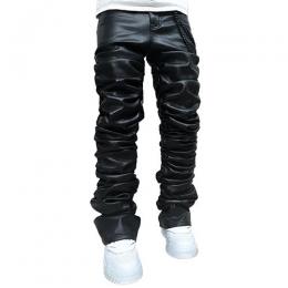 GUAPI ALL BLACK SUPER STACKED LEATHER PANT