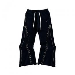 DEMIK EXCLUSIVES STUDDED 3X ZIP FLARED SWEATS