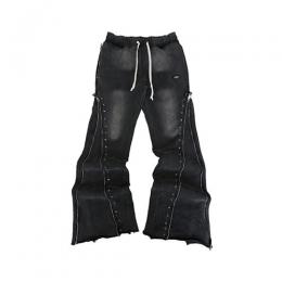 DEMIK EXCLUSIVES RHINESTONE 3X ZIP FLARED SWEATS