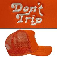 Free & Easy DON'T TRIP EMBROIDERED TRUCKER CAP - ORANGE