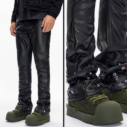 VALABASAS ION BLACK LEATHER STACKED