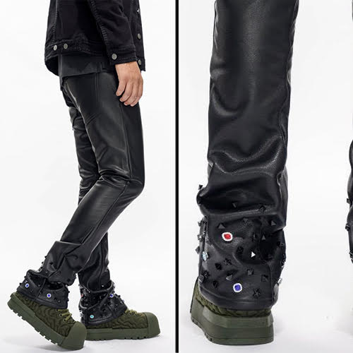 VALABASAS ION BLACK LEATHER STACKED