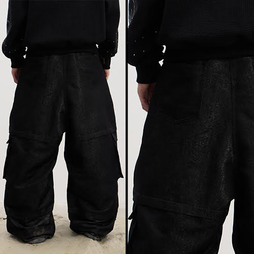 DND4DES DRAWN SILVER SILK SHARP DANCE PANTS