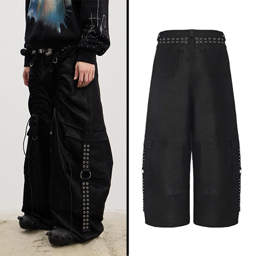 DND4DES DRAWN SILVER SILK SHARP DANCE PANTS