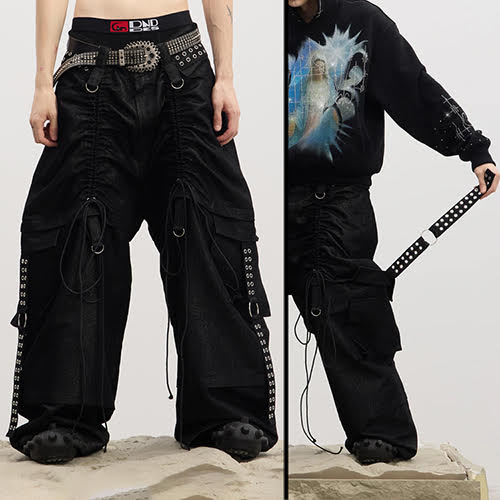 DND4DES DRAWN SILVER SILK SHARP DANCE PANTS