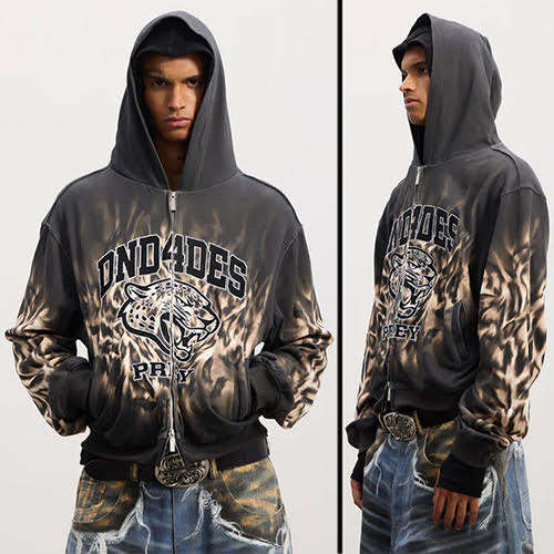 DND4DES LEOPARD PRINT EMBROIDERED HOODIE