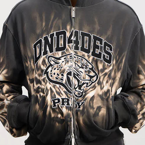 DND4DES LEOPARD PRINT EMBROIDERED HOODIE