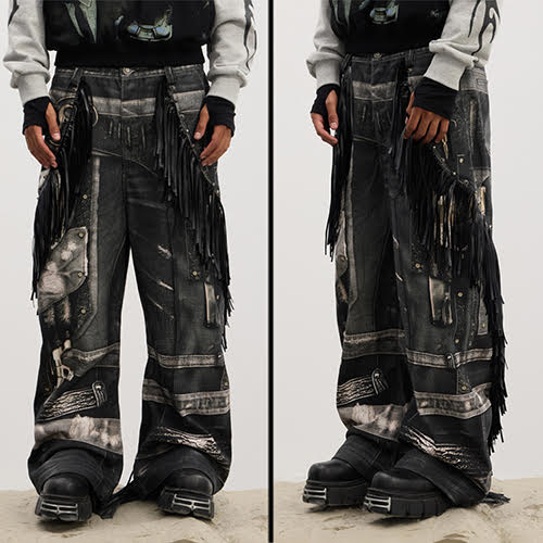 DND4DES DOUBLE GUN TASSEL FULL PRINTED PANTS