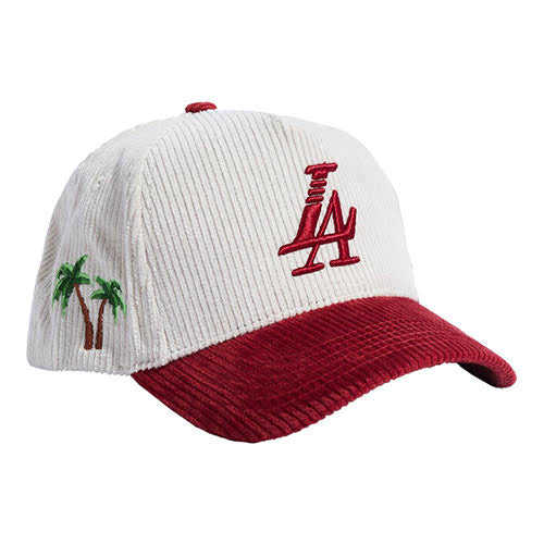 REFERENCE PARADISE LA CORDUROY SNAPBACK CAP CREAM RED