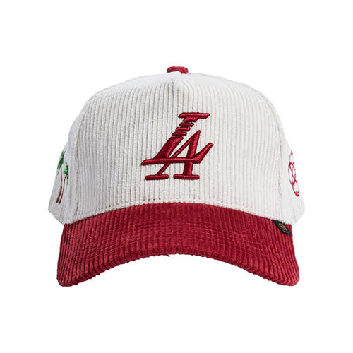 REFERENCE PARADISE LA CORDUROY SNAPBACK CAP CREAM RED
