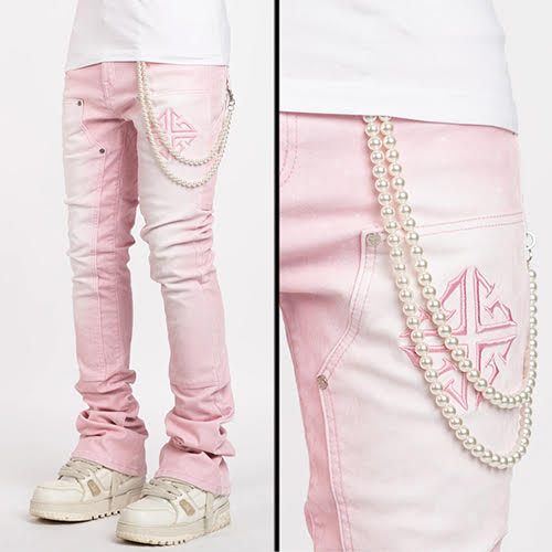 GUAPI VELVET PINK CARPENTER STACKED DENIM