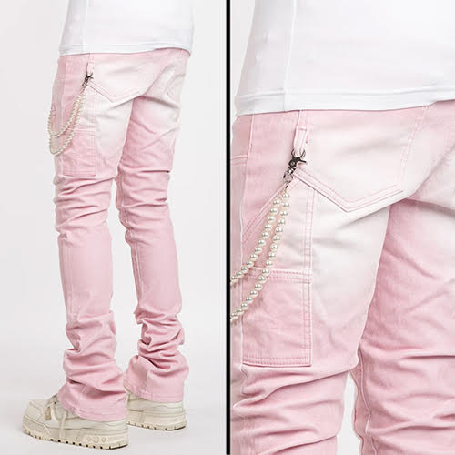 GUAPI VELVET PINK CARPENTER STACKED DENIM