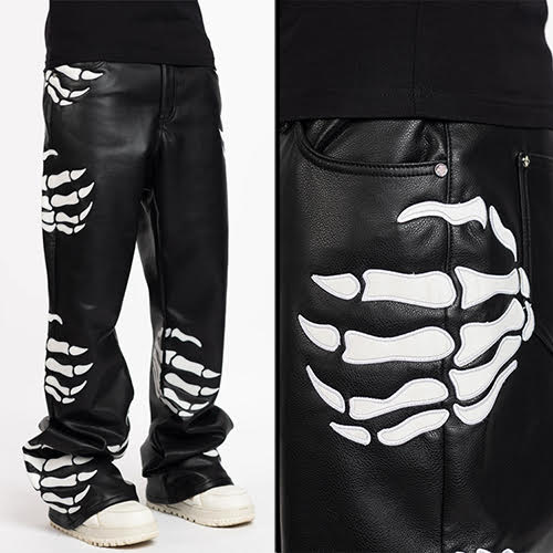 GUAPI OBSIDIAN BLACK HELL DRAGGER LEATHER PANT