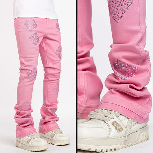 GUAPI FRENCH ROSE WAXED EMBELLISHED DENIM