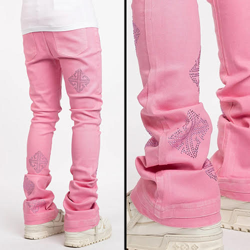 GUAPI FRENCH ROSE WAXED EMBELLISHED DENIM