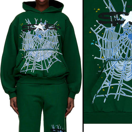 SP5DER HUNTER GREEN WEB HOODIE
