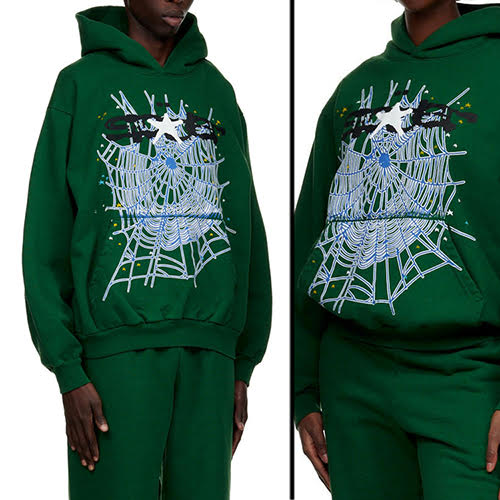 SP5DER HUNTER GREEN WEB HOODIE