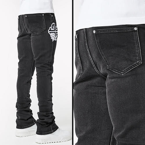 GUAPI IRON GREY PATCH DENIM