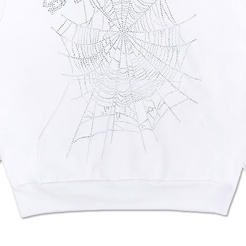 SP5DER WHITE RHINESTONE HOODIE