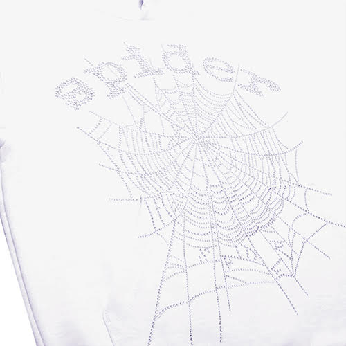 SP5DER WHITE RHINESTONE HOODIE