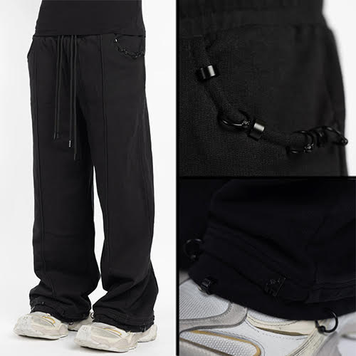GUAPI ALL BLACK PIERCING SWEAT PANTS