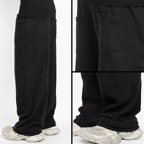 GUAPI ALL BLACK PIERCING SWEAT PANTS