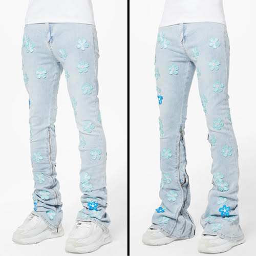 GUAPI AQUA BLUE BLOSSOM DENIM
