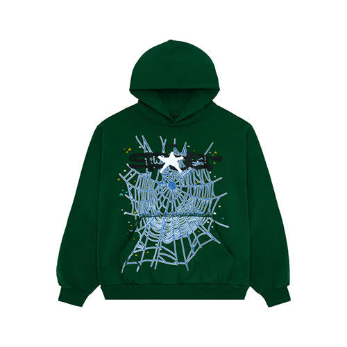 SP5DER HUNTER GREEN WEB HOODIE