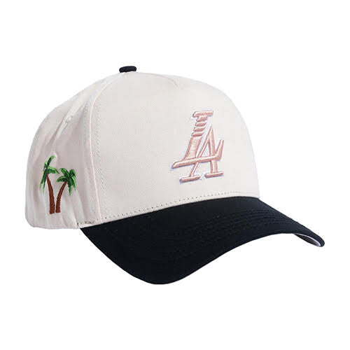REFERENCE PARADISE LA SNAPBACK CAP CREAM BLK PINK