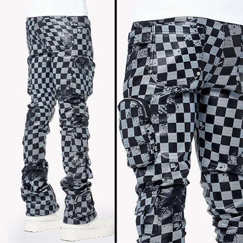 GUAPI OBSIDIAN BLACK CHECKERBOARD LEATHER PANT