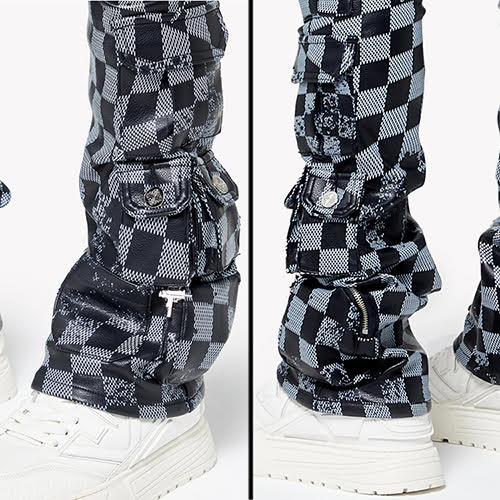 GUAPI OBSIDIAN BLACK CHECKERBOARD LEATHER PANT
