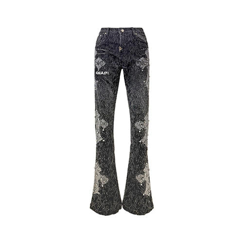 GUAPI VINTAGE BLACK DISTRESSED CROSS DENIM