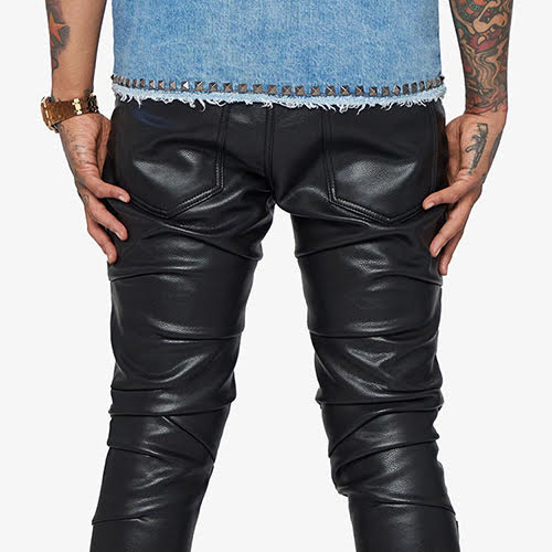 VALABASAS AK-79 BLACK LEATHER STACKED FLARE