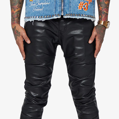 VALABASAS AK-79 BLACK LEATHER STACKED FLARE