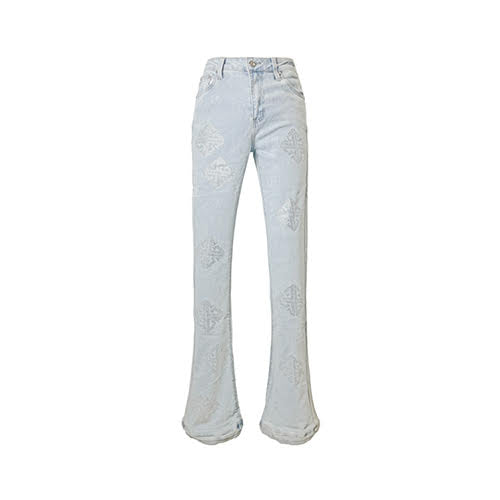GUAPI AQUA BLUE ICON EMBELLISHED DENIM