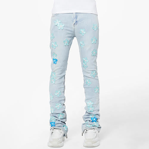 GUAPI AQUA BLUE BLOSSOM DENIM