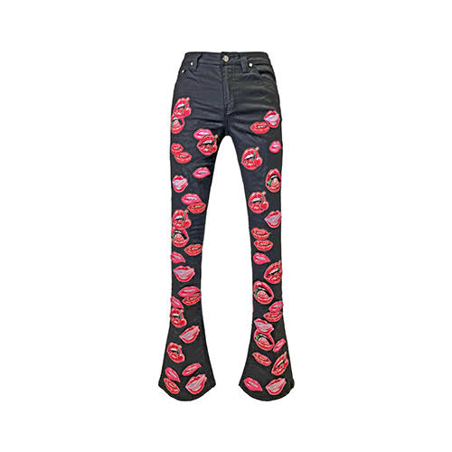 GUAPI OBSIDIAN BLACK RED LIPS WAXED DENIM
