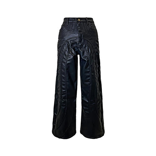 GUAPI OBSIDIAN BLACK BAGGY LEATHER PANT