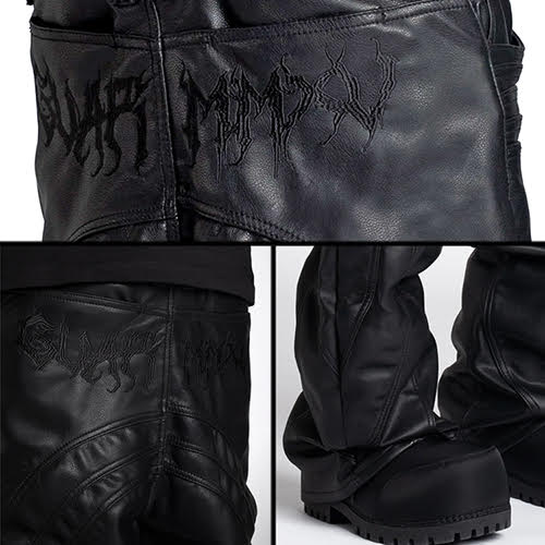 GUAPI OBSIDIAN BLACK BAGGY LEATHER PANT