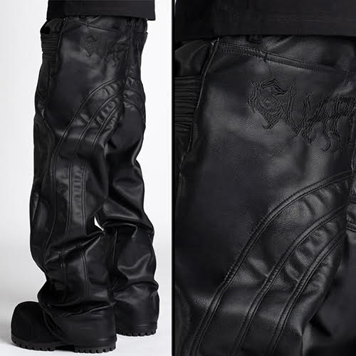 GUAPI OBSIDIAN BLACK BAGGY LEATHER PANT