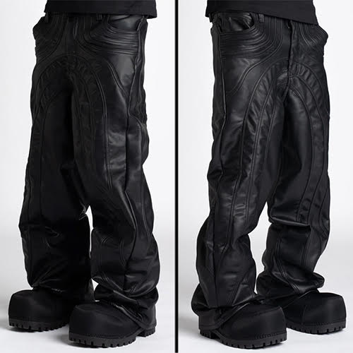 GUAPI OBSIDIAN BLACK BAGGY LEATHER PANT