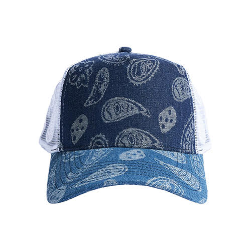 REFERENCE PAISLEY DENIM TRUCKER CAP DENIM PAISLEY
