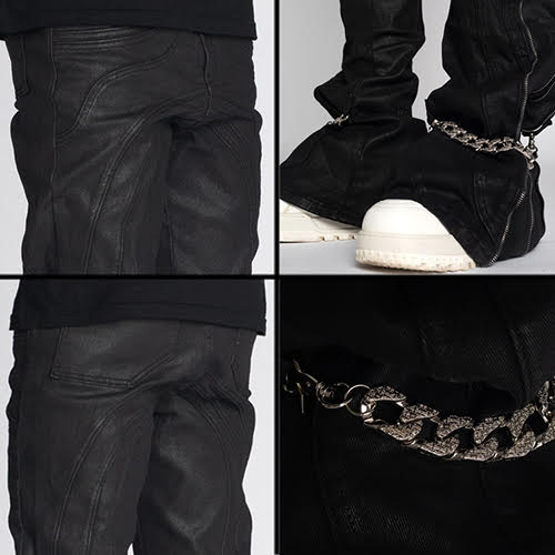 GUAPI OBSIDIAN BLACK WAXED CHAIN DENIM