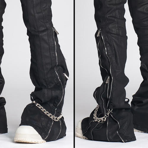 GUAPI OBSIDIAN BLACK WAXED CHAIN DENIM