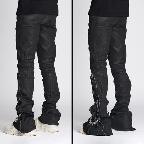 GUAPI OBSIDIAN BLACK WAXED CHAIN DENIM