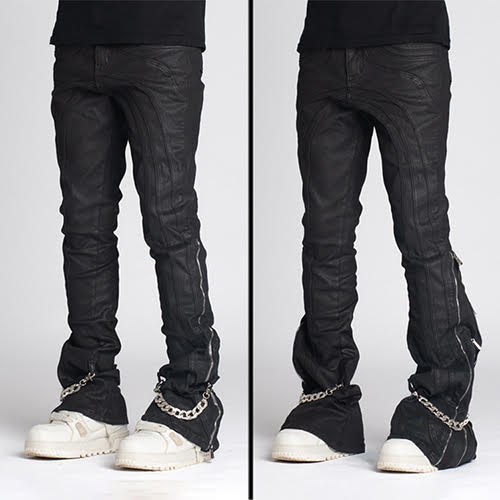 GUAPI OBSIDIAN BLACK WAXED CHAIN DENIM