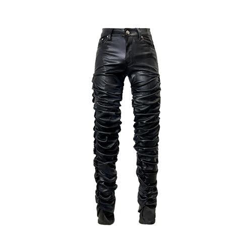 GUAPI ALL BLACK SUPER STACKED LEATHER PANT