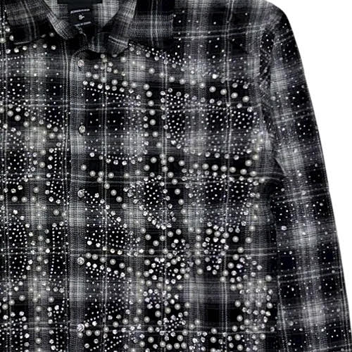 KINDRED RHINESTONE & PEARL FLANNEL SHIRTS BLACK