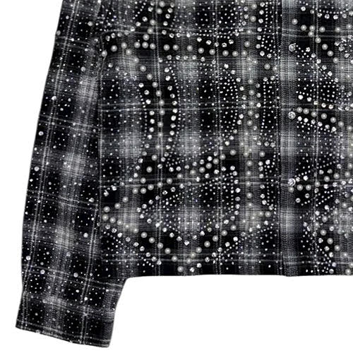 KINDRED RHINESTONE & PEARL FLANNEL SHIRTS BLACK