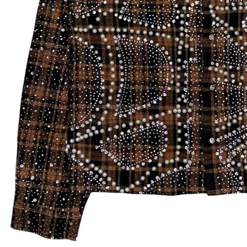 KINDRED RHINESTONE & PEARL FLANNEL SHIRTS CAMEL